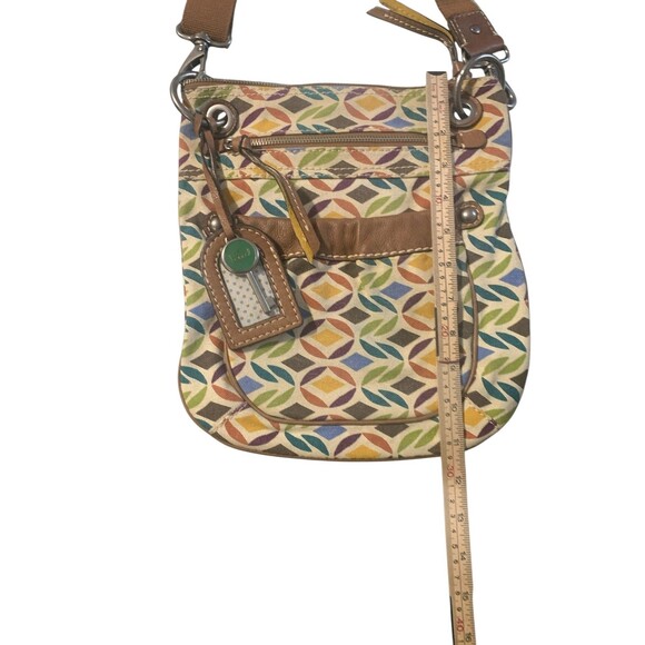 Fossil Multicolor Geometric Print Canvas Crossbody Bag with Leather Trim - Picture 6 of 10